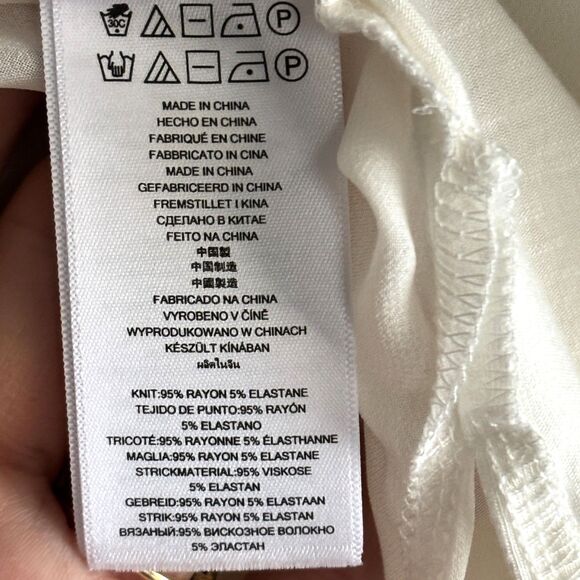 Michael Kors Woman's M Ivory 3/4 Sleeve Rayon Sheer Back High Low Top #C - Picture 6 of 6